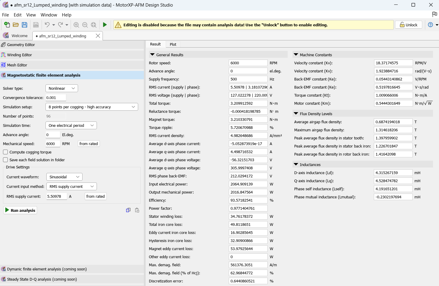 Magnetostatic FEA editor